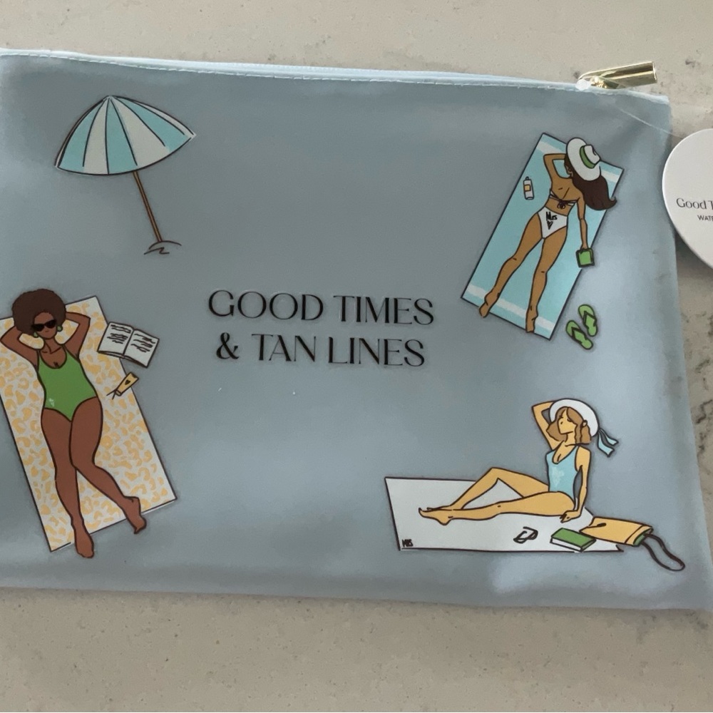 Good Times & Tan Lines Blue Swimsuit/Bikini Bag/Pouch NWT